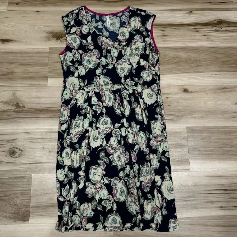 Gilli Sleeveless Blue Green Floral Dress Women’s 1XL